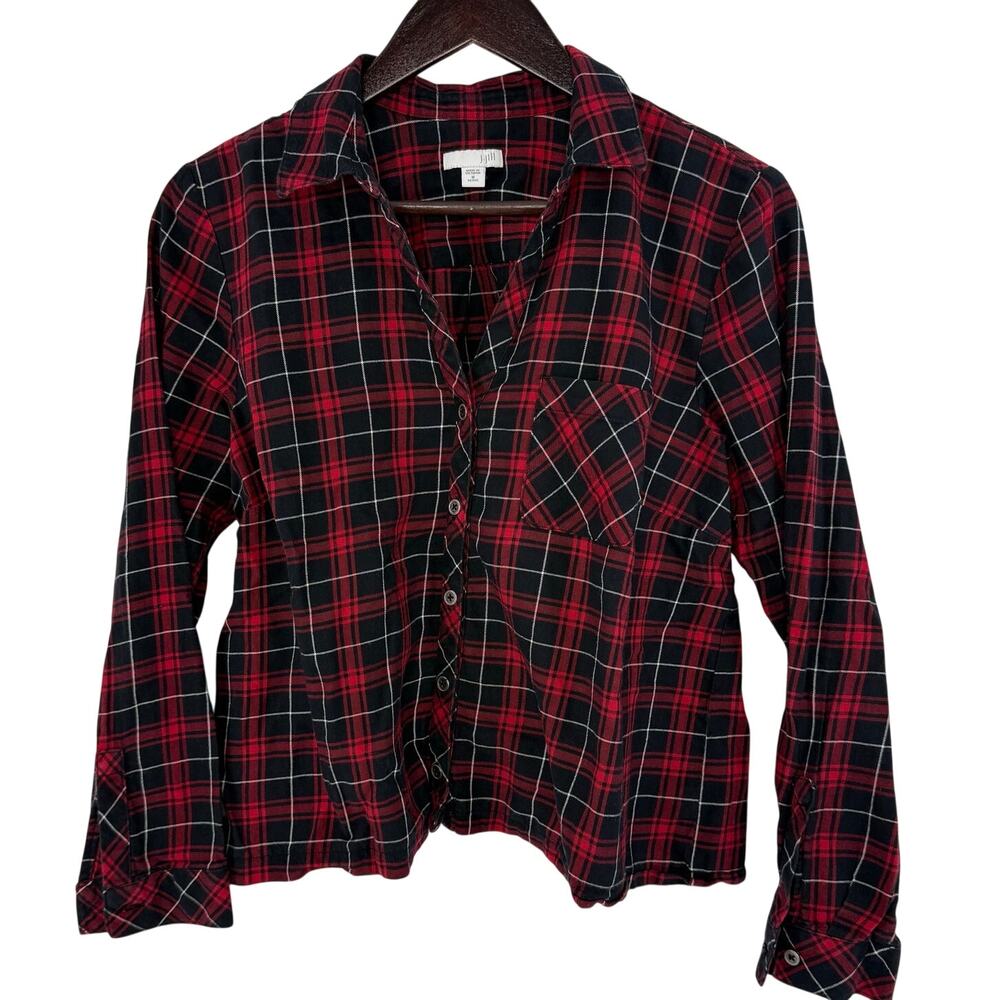 J. Jill Red Black Plaid Button Up Shirt MP